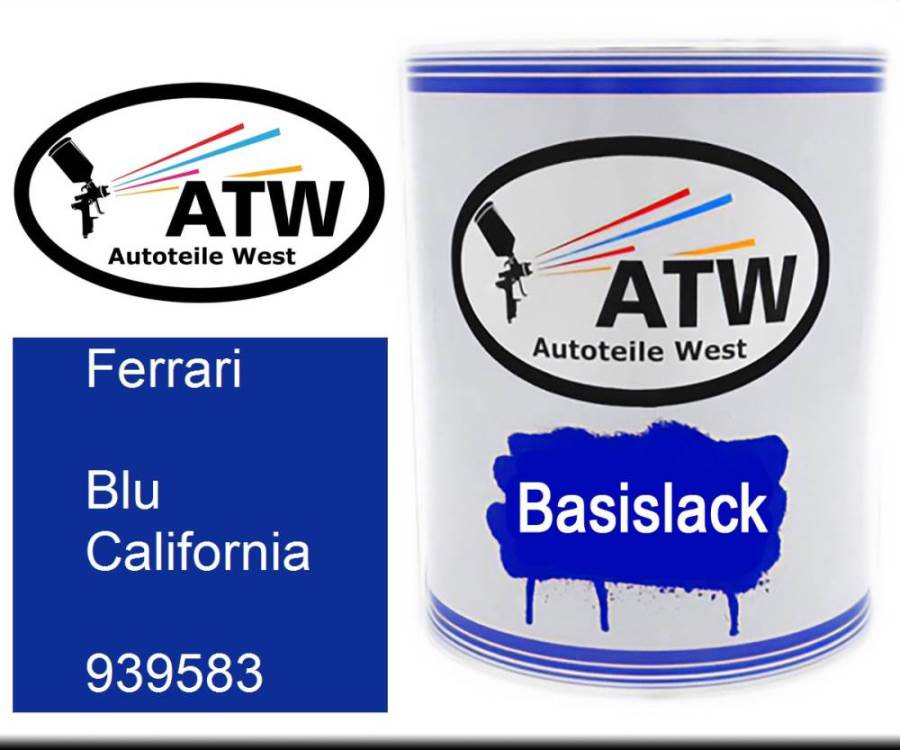 Ferrari, Blu California, 939583: 1L Lackdose, von ATW Autoteile West.